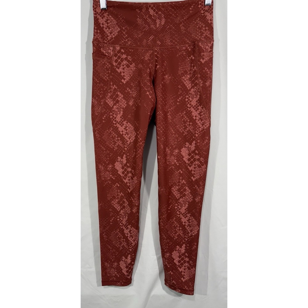 Old Navy Active Elevate Go-Dry Snake Print High Rise Leggings Rust Women Medium